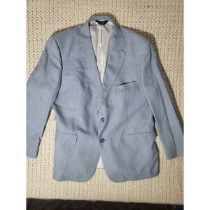 Jos. A. Bank 730 Burke Mens 46 RG Light Blue Linen Wool Blend 2 Button Blazer